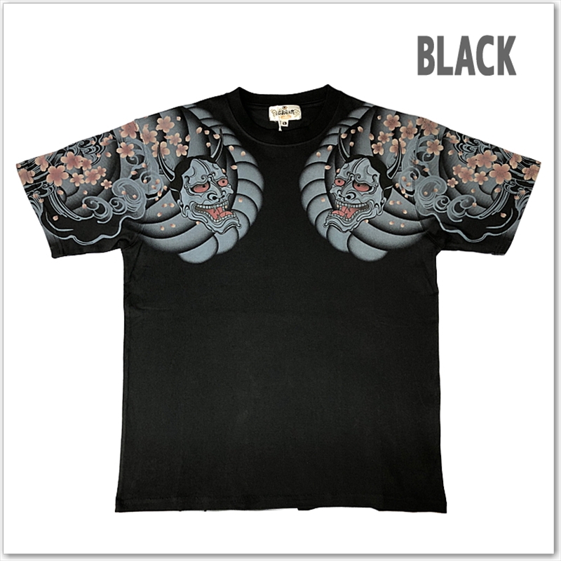 絡繰魂 般若 刺青 半袖 Tシャツ 262040 和柄 プリント 桜 メンズ