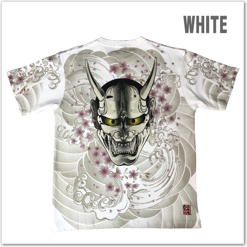 絡繰魂 般若 刺青 半袖 Tシャツ 262040 和柄 プリント 桜 メンズ