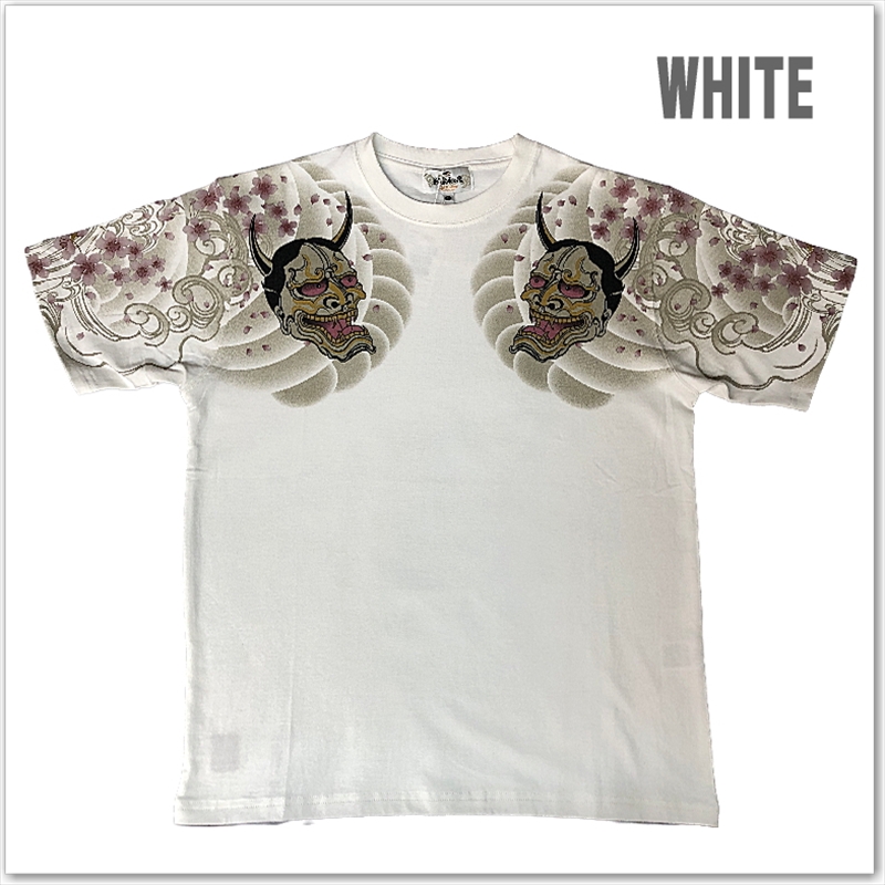 絡繰魂 般若 刺青 半袖 Tシャツ 262040 和柄 プリント 桜 メンズ