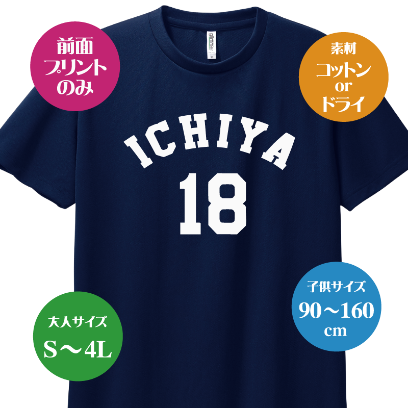 オリジナルシャツ オリジナルTシャツ ナンバリング名入れTシャツ 名前と番号から自動