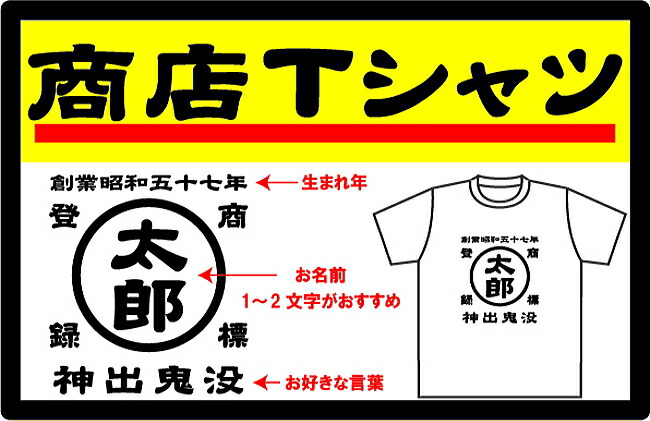 名前入り商店 長袖Tシャツ 生まれ年〜名入れ〜お好きな四文字熟語等で