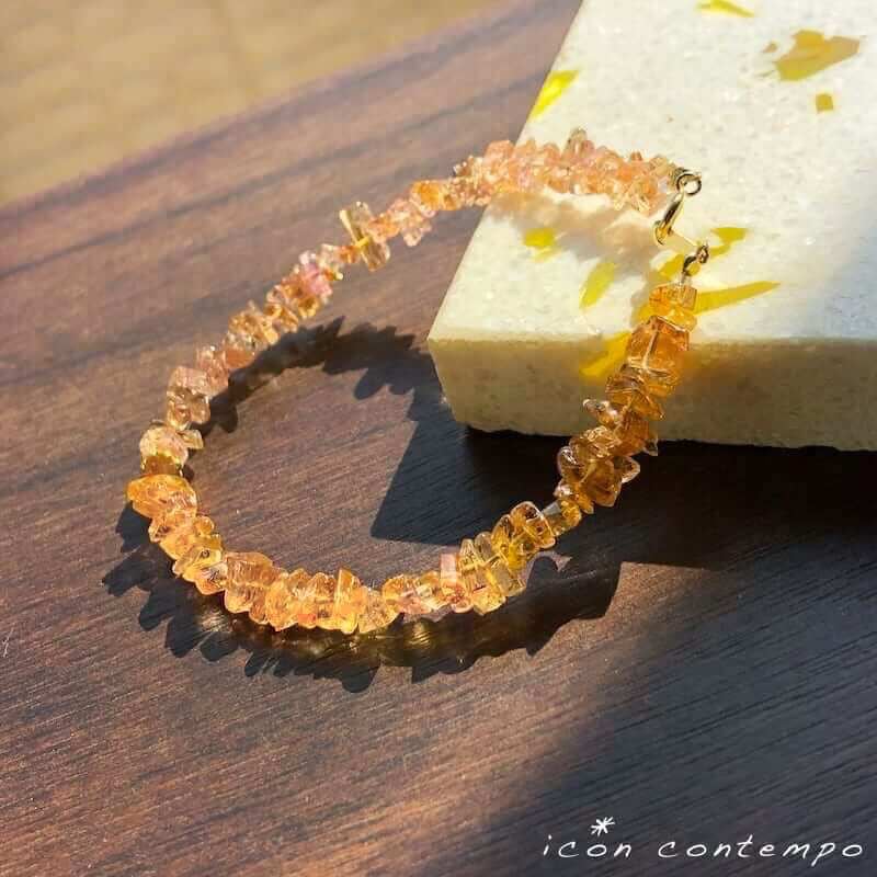 【宝石質！ジュエリー感！】インペリアルトパーズ　シトリン　ブレスレット Honey Ring】 - cute stone - インペリアルトパーズ レッド