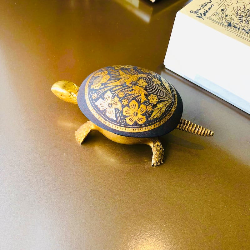 純金象嵌 エイバルエスパーニャ バスク カメ スペイン製 呼び鈴 ベル