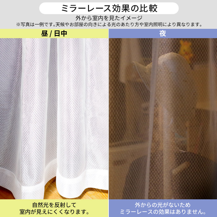 レースカーテン ミラー 2枚組 幅100cm 丈133cm 洗える 花粉対策 ホコリ