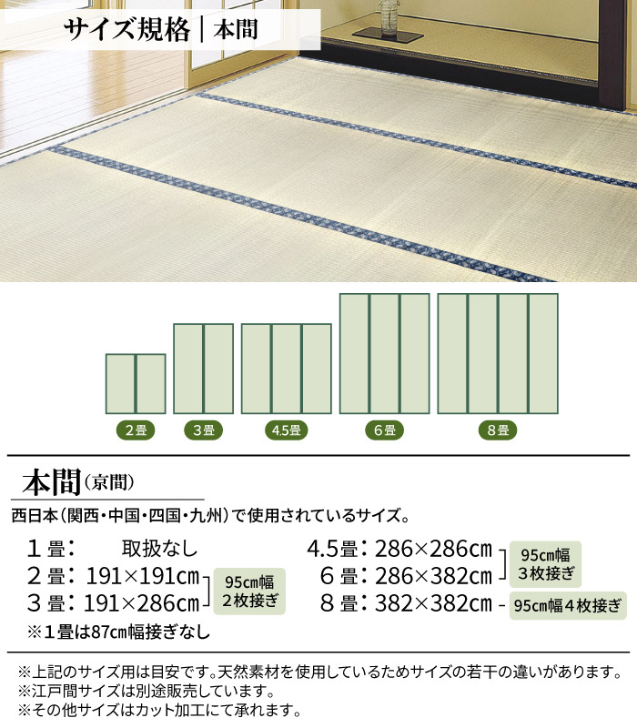 い草 カーペット 本間 京間 4.5畳 286×286cm い草ラグ ござ 上敷き