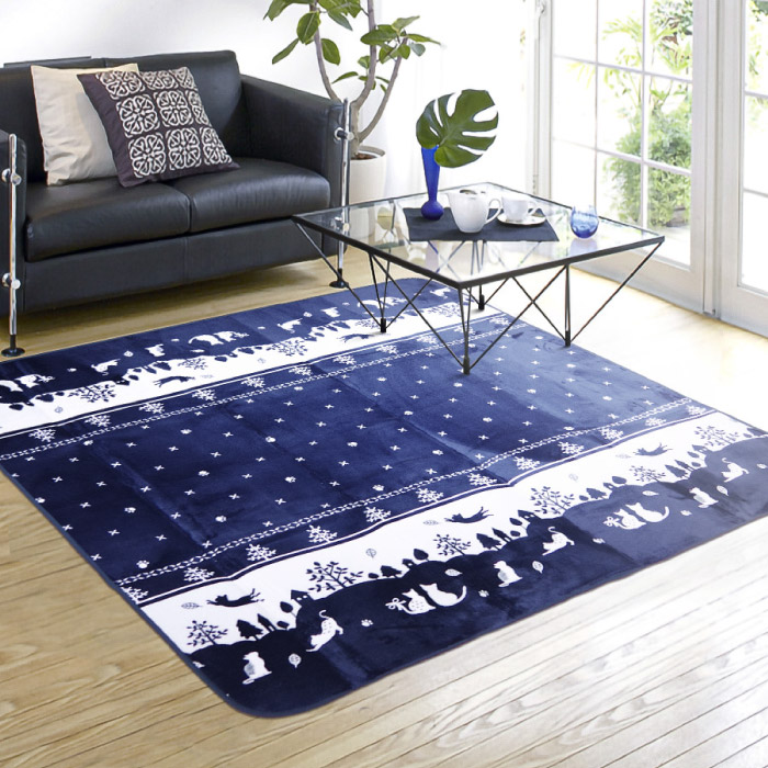 猫 ラグ 洗える 2畳 185×185cm ラグマット ホットカーペット対応