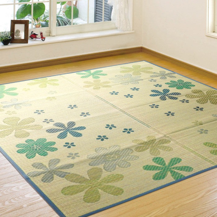 い草ラグ カーペット 2畳 新品未使用 花柄い草畳 約176×176 cm い草 ラグ 2畳 176×176cm 裏付き 花柄 マット い草ラグ い草
