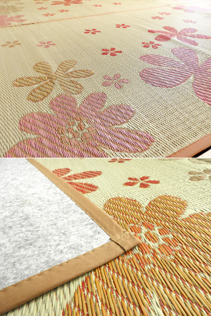 い草ラグ カーペット 2畳 新品未使用 花柄い草畳 約176×176 cm い草 ラグ 2畳 176×176cm 裏付き 花柄 マット い草ラグ い草