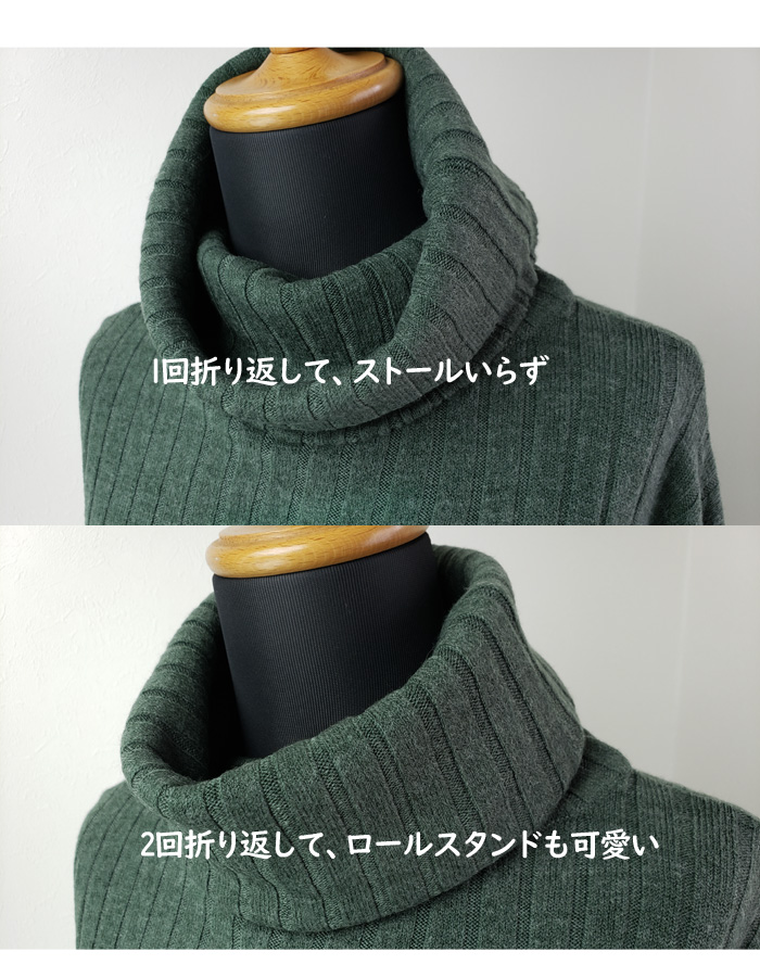 ＊美品＊自由区♡リブ　タートル　ニット【大きいサイズ】 大きいサイズ レディース タートルネックリブニット wn-0117