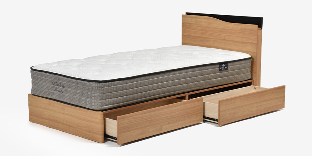 大塚家具 ベッドフレーム クイーンロングサイズ グルーブDR 引出し付き