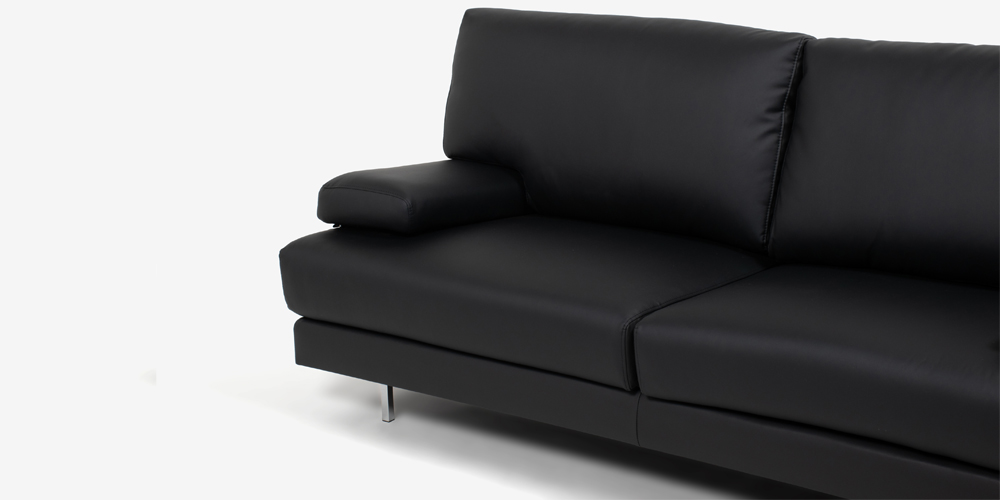 ソファ 3人掛け　ベローナ２　ソフトレザー 合成皮革　#C500S ブラック色　脚部2種類　大塚家具（IDC OTSUKA）