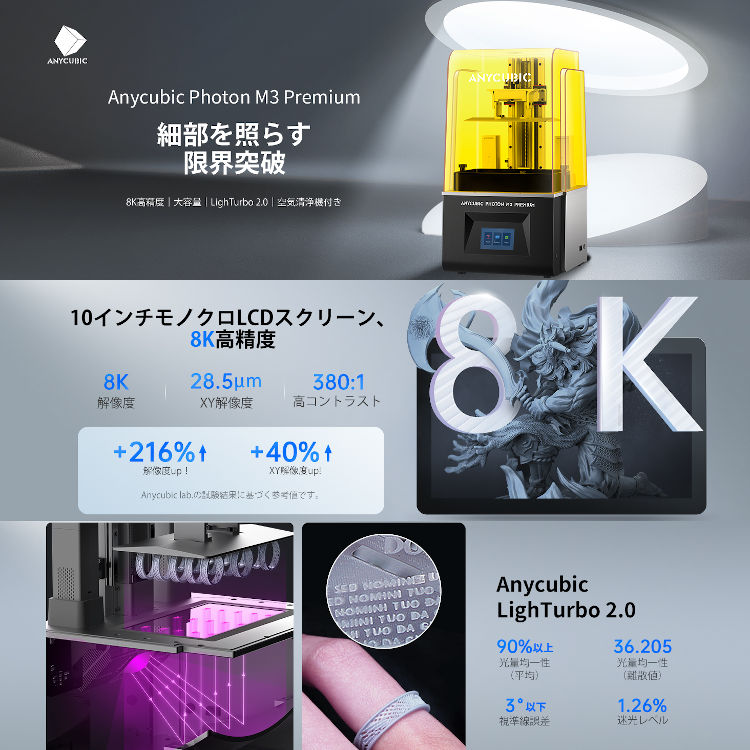 3Dプリンター 光造形 Photon M3 Premium 高精度 ANYCUBIC社 正規品 3D