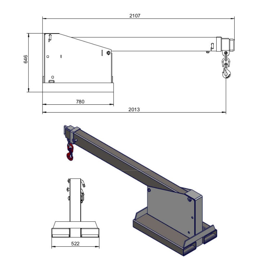 フォークリフトアタッチメントtjl45,吊りフック