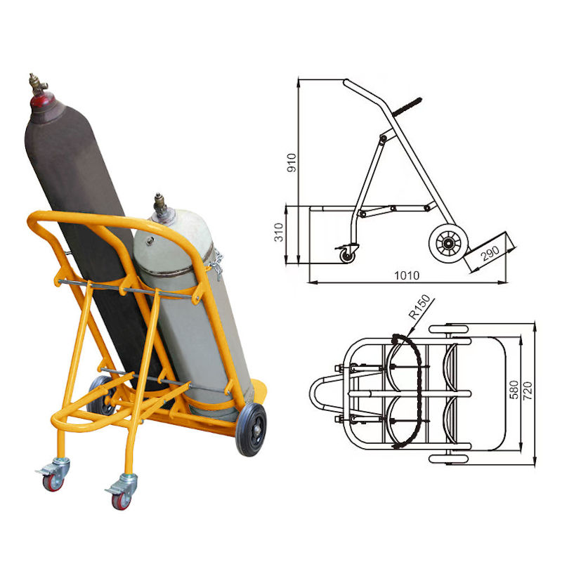 ガスボンベ台車 4輪 ボンベカート 2本積用 荷重200kg TY130 | プロパン