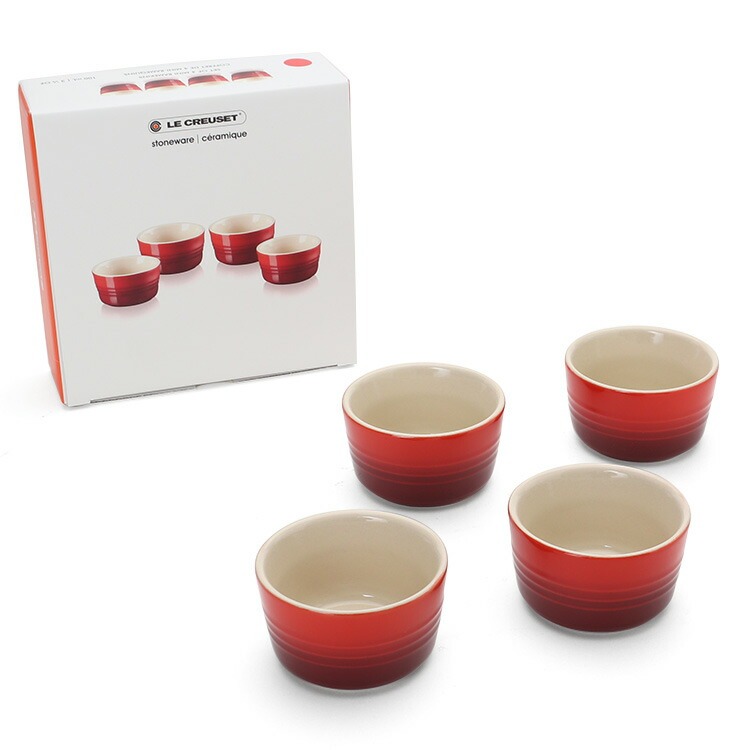 新品、未使用品!!　ル・クルーゼ　珈琲セット　ラムカンフルール　小皿 Le Creuset（ル・クルーゼ） ラムカン 100ml 4個セット ストーンウェア