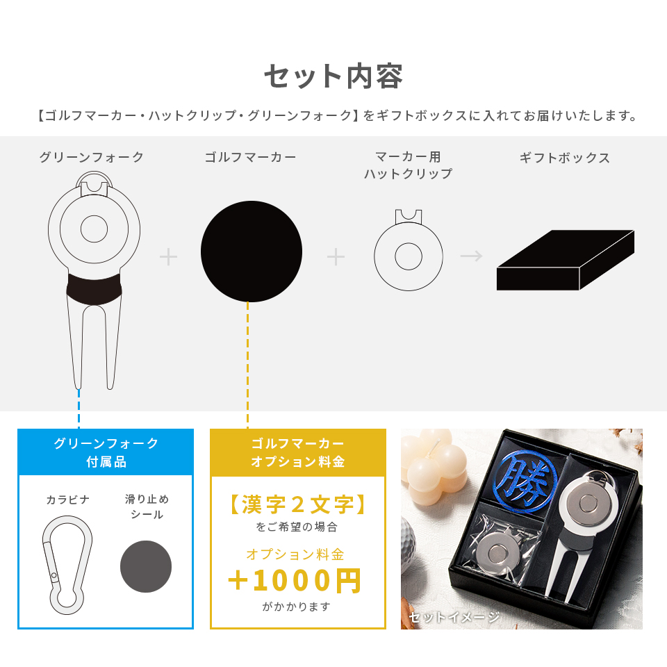 ゴルフ マーカー 名入れ プレゼント グリーンフォーク おしゃれ ボールマーカー オーダーメイド (MARCAM ギフトセット マーカー フォーク1個セット)(gfgi05011) | MARCAM | 05