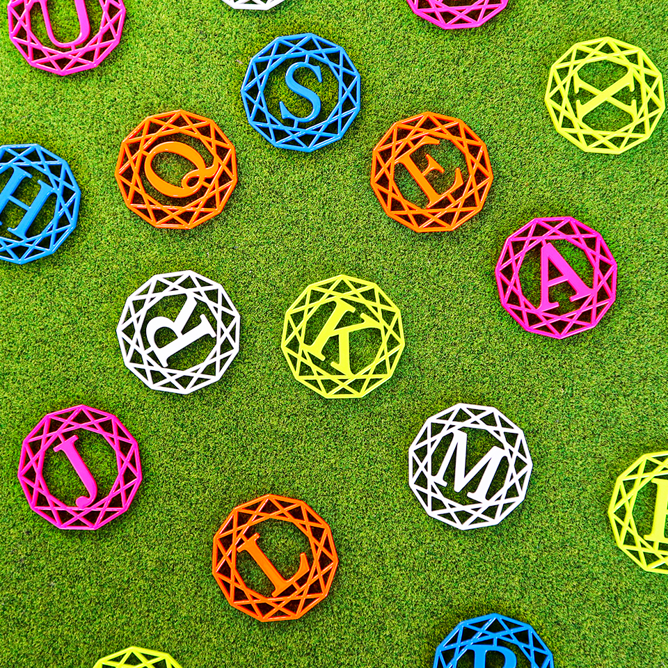 ゴルフ マーカー 名入れ マグネット 蛍光 ボールマーカー 大きい おしゃれ 目立つ ステンレス イニシャル MARCAM DIAMONDS(golfmarker27) | MARCAM | 08