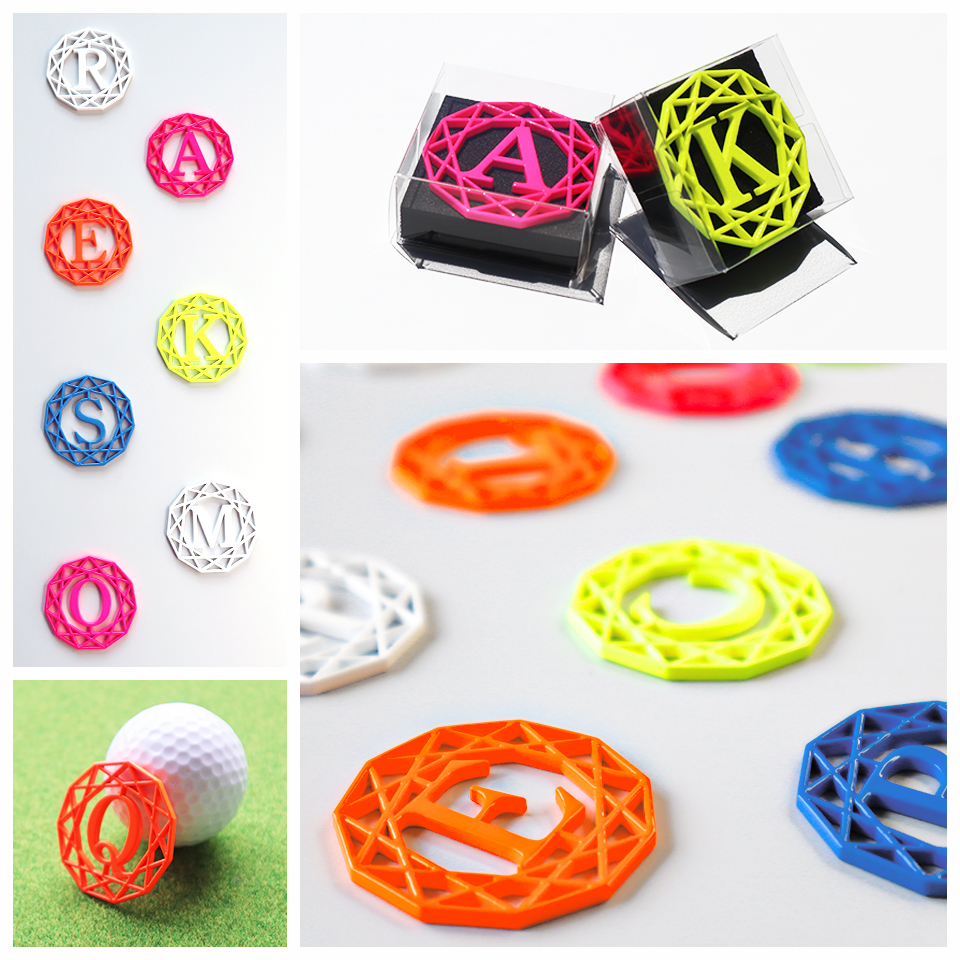 ゴルフ マーカー 名入れ マグネット 蛍光 ボールマーカー 大きい おしゃれ 目立つ ステンレス イニシャル MARCAM DIAMONDS(golfmarker27) | MARCAM | 09