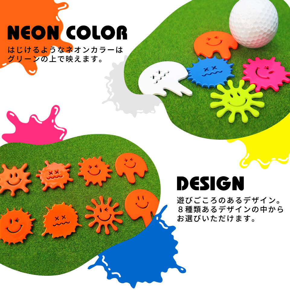 ゴルフ マーカー マグネット ボールマーカー ステンレス とにかく映える 蛍光 MARCAM Splash フェイスシリーズ(golfmarker28) | MARCAM | 02