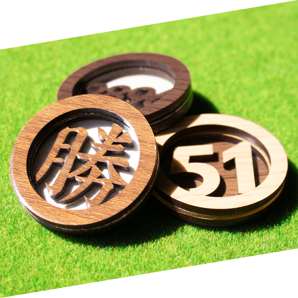 ゴルフマーカー 名入れ マグネット ボールマーカー 大きい おしゃれ コイン 木目調 プレゼント コンペ 景品  MARCAM Lignum(golfmarker36) | MARCAM | 19