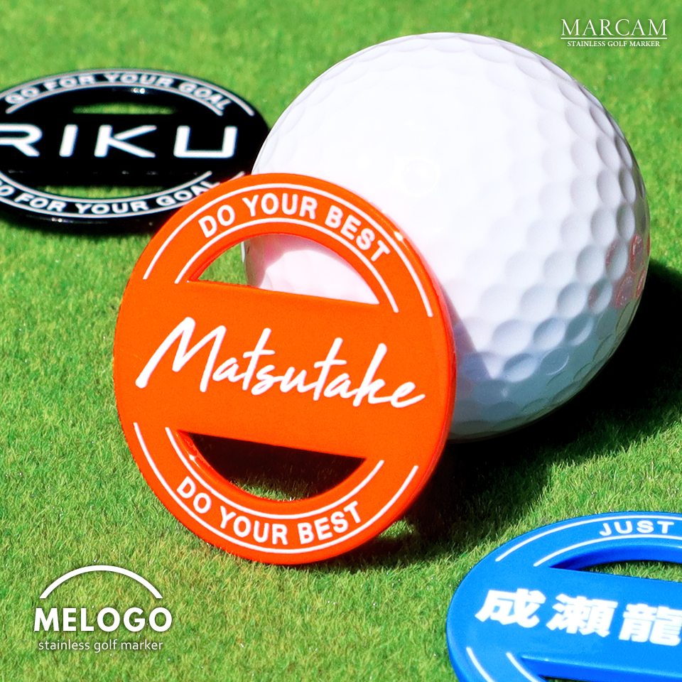 ゴルフ マーカー 名入れ マグネット ボールマーカー 蛍光 大きい アイテム おしゃれ レディース オリジナル 1個 還暦 名前 MARCAM MELOGO(golfmarker45) | MARCAM