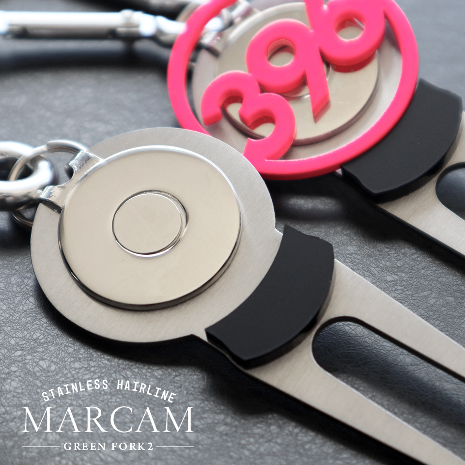 ゴルフ グリーンフォーク 名入れしたゴルフマーカーが付けられるグリーンフォーク ステンレス ヘアライン マーカム MARCAM(greenfork02) | MARCAM | 16