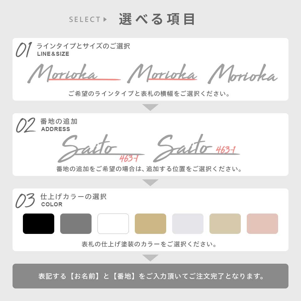 表札 おしゃれ 戸建て ステンレス アイアン 二世帯 浮き彫り 北欧 切り文字 ゴールド (iron-np08/フローライン) | IDEA MAKER | 13