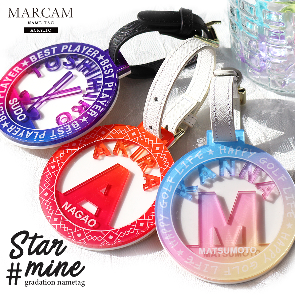 ネームタグ ゴルフ 子供 名入れ ベルト 犬 野球 サッカー 猫 かわいい おしゃれ ベルト スーツケース 透明 旅行 飛行機 空港 MARCAM starmine(nametag03) | MARCAM