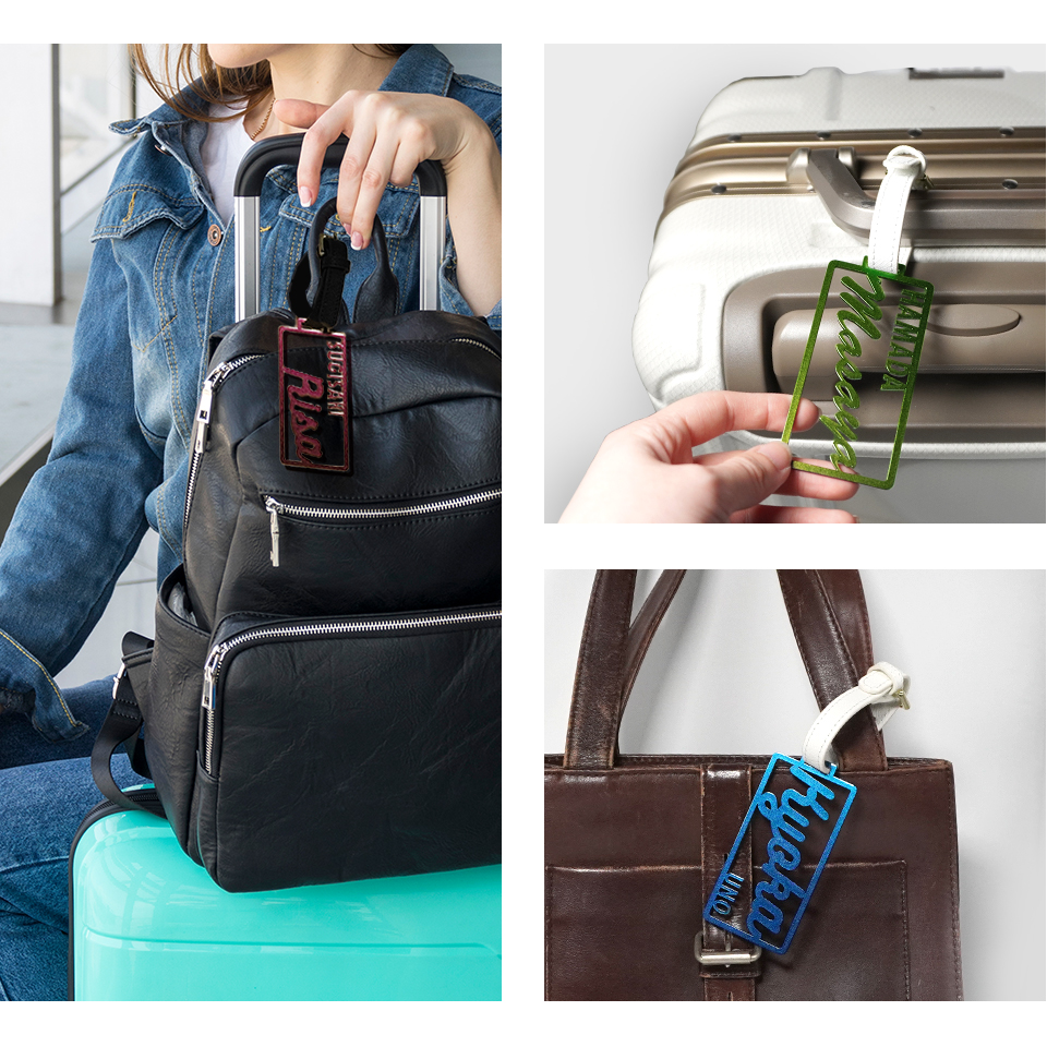 ネームタグ ゴルフ 名入れ 子供 おしゃれ スーツケース ベルト ネームプレート 名札 ステンレス オーダー 旅行 マーカム MARCAM cadre COSMO(nametag09) | MARCAM | 26