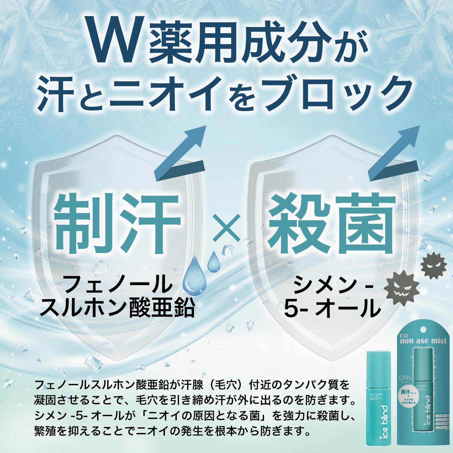 ICE BLIND ノンアセミスト 医薬部外品 制汗剤 汗どめ 無香料 顔汗ブロック 制汗ミスト 冷感 化粧崩れ防止 汗臭 デオドラント アイスブラインド | ブランド登録なし | 05