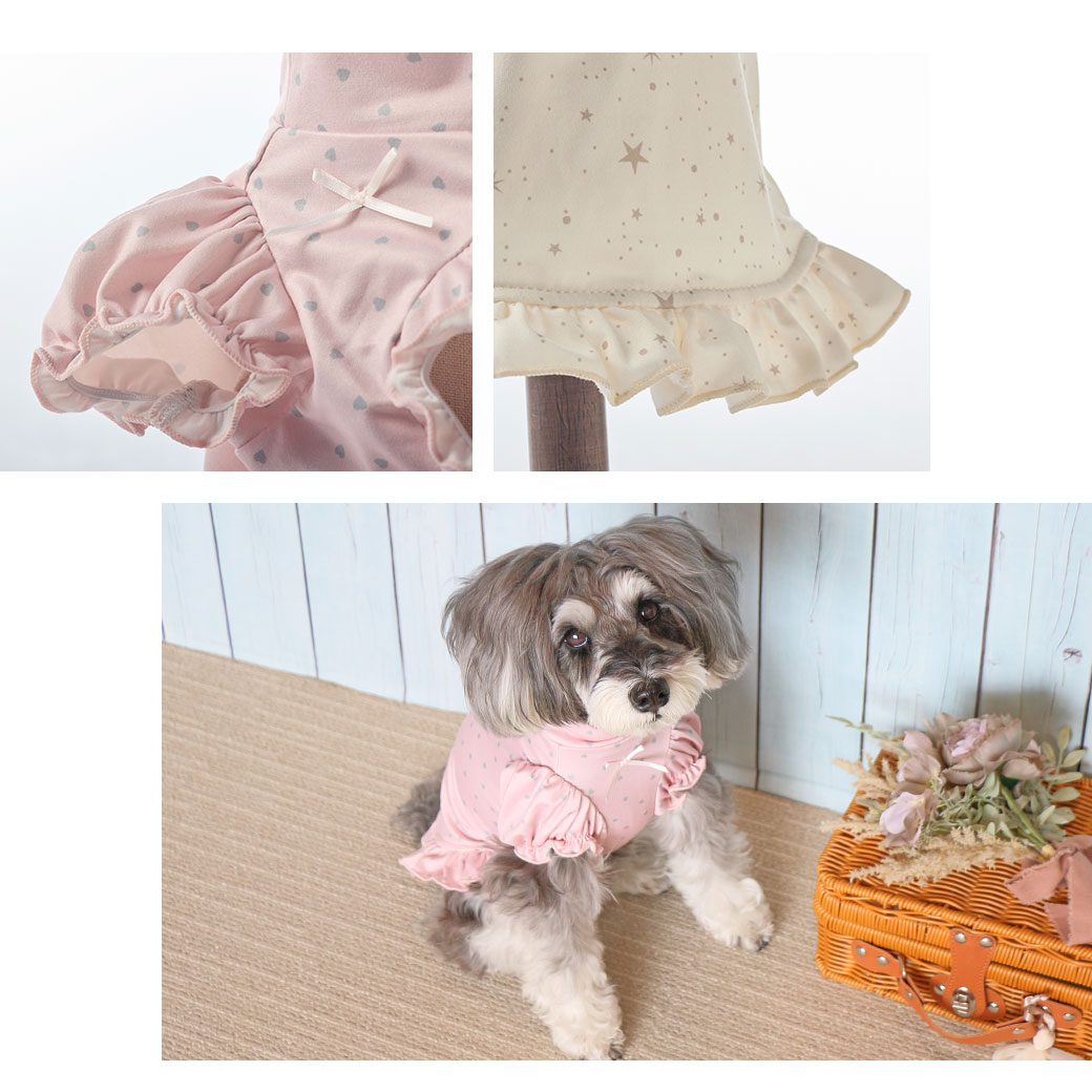 iDog Point 5倍 犬 服 新作 fleur パフスリーブハイネックTシャツ 蓄熱
