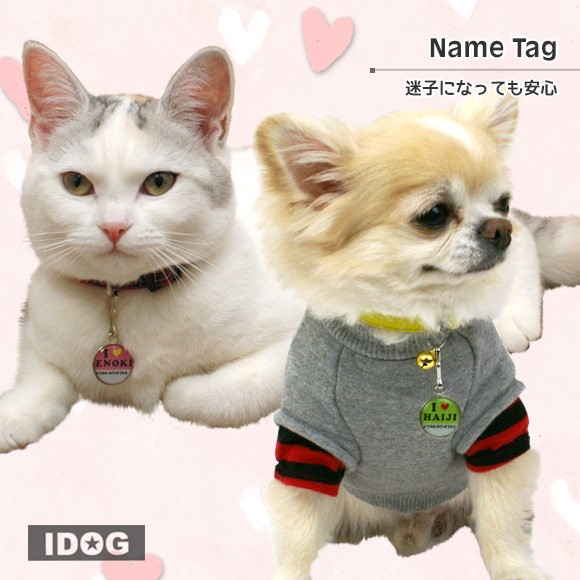 犬 猫 ペット 迷子札 iDog&iCat オリジナルネームタグ 迷子札 アイラブ ネームプレート 名札 ドッグタグ