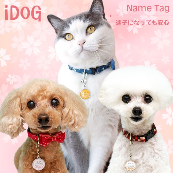 犬 猫 ペット 迷子札 iDog&iCat ネームタグ迷子札花結び ネームプレート 名札 ドッグタグ