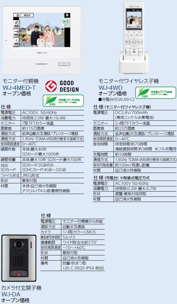WJ-45 テレビドアホン ROCOタッチ7 (ワイヤレス子機 玄関子機 親 WJ-45 テレビドアホン ROCOタッチ7 (ワイヤレス子機 玄関子機 親