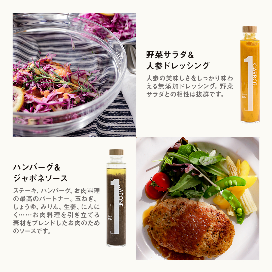 １FOODS TOKYO 贅沢ギフト7本セット 無添加 ネギ 椎茸＆ごま トマト 人参 玉ねぎ かぼす ジャポネソース 高級ドレッシング 菱江隆シェフ監修｜ieell｜06