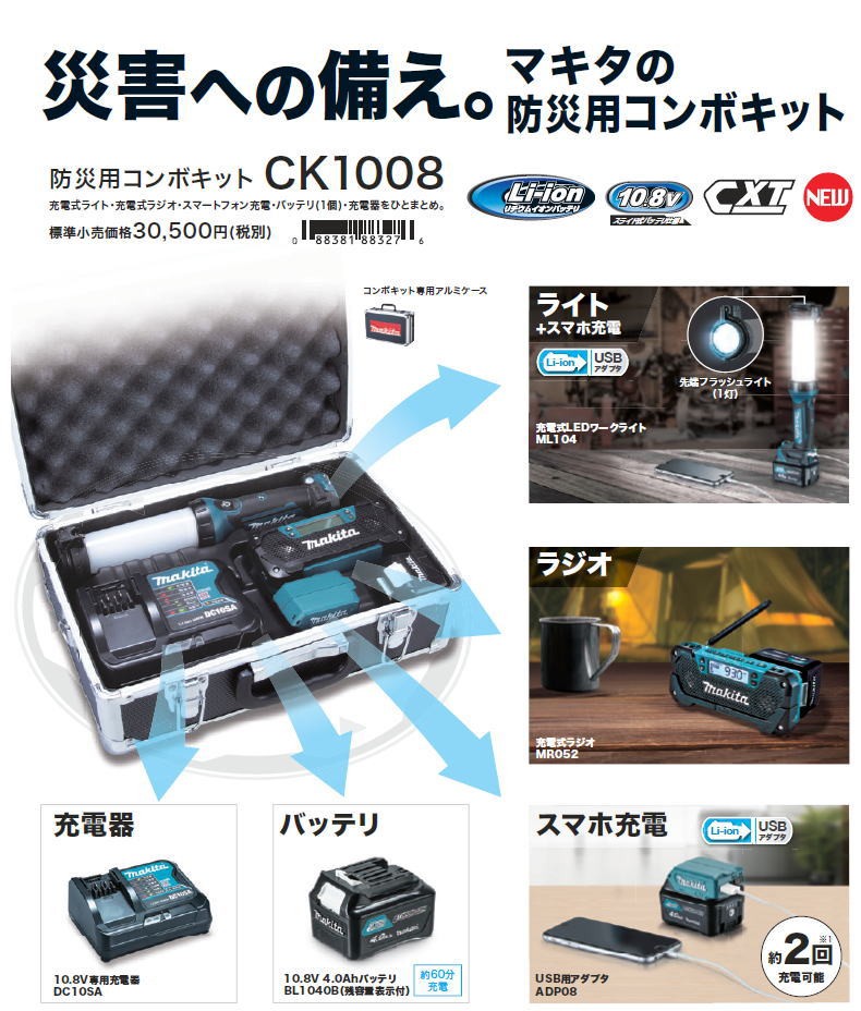 【新品未使用】マキタMakita　防災用コンボキットCK1008 マキタ（makita） CK1008 防災用コンボキット : 家ファン! Yahoo!店