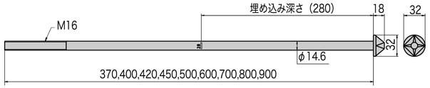 カナイ　フィストアンカーボルト　M16×800　AFS-5800　000-8708(15入1ケース)