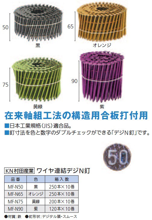 KN村田産業 ワイヤ連結デジN釘 MF-N75 黄緑の説明 - 通販 - Yahoo