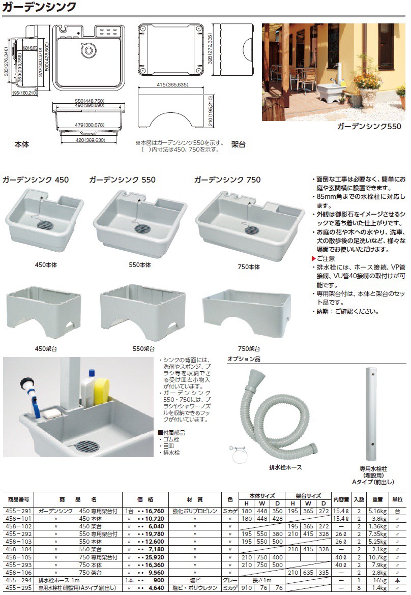 杉田エース (455-104) ガーデンシンク550 架台のみ 本体別途※ : sugita