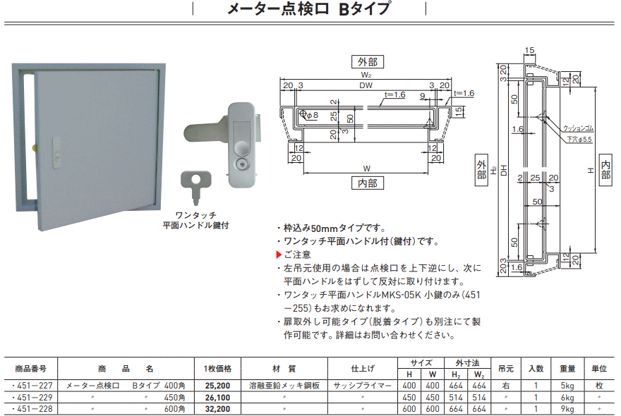 杉田エース メーター点検口 B型 600X600 451-228 - 金物、部品