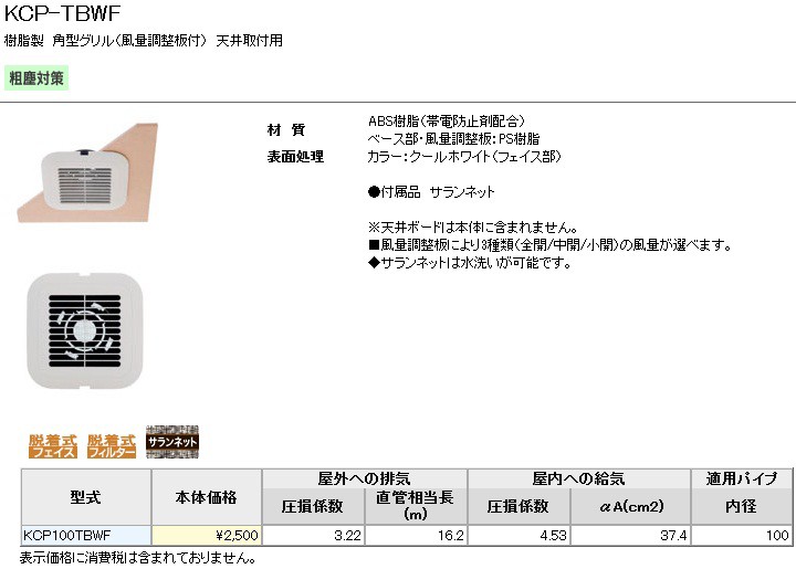 売店 UNIX ユニックス 角形レジスター ワンタッチ風量調整型換気孔 KRP-100BWN 遮音シート付 materialworldblog.com