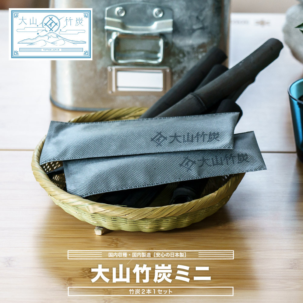 防湿・防潮・臭い消し・除菌・防カビ　竹炭　小物入れ 大山竹炭 ミニ 2本組 靴用 調湿 消臭 抗菌 チャコール 湿気対策 ニオイ