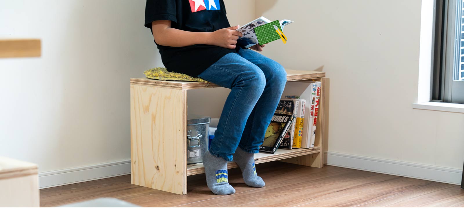 スツール stool 図工室のイス850 ベンチ 木製 収納 椅子 : イエノLabo