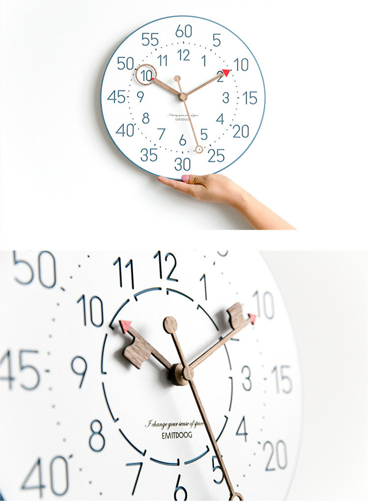壁掛け時計 掛け時計 知育時計 時計 木製 見やすい 北欧 デジタル 教育 