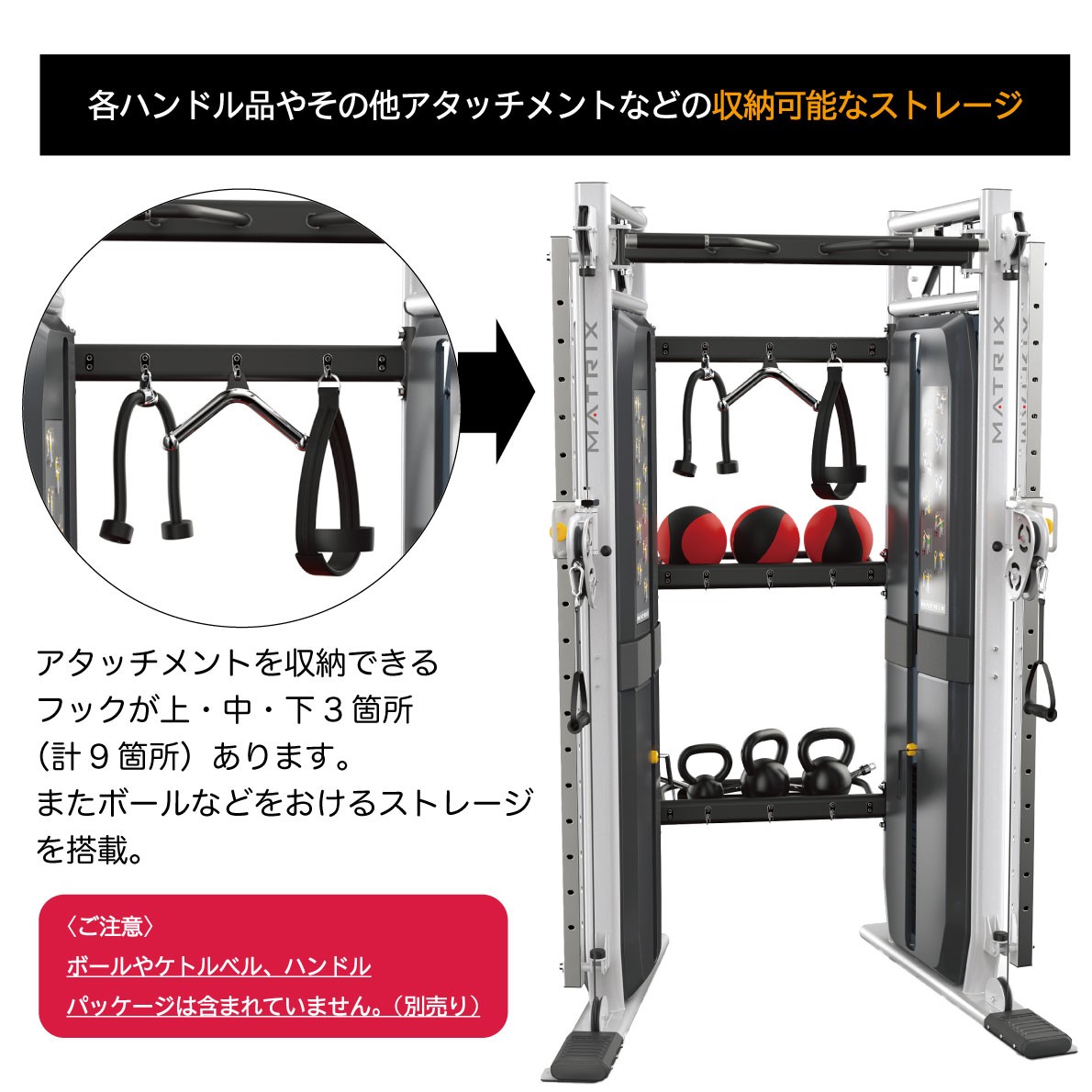 アタッチメントの収納ストレージ