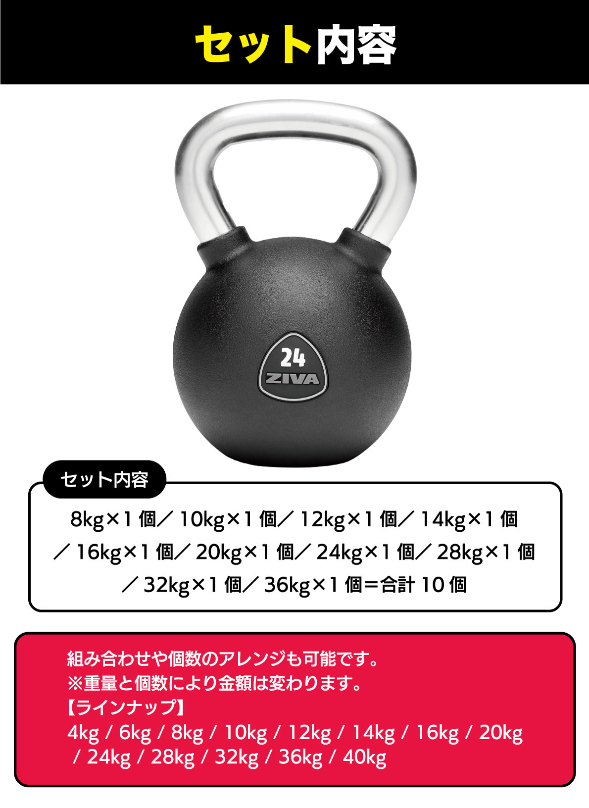 トレーニング用ケトルベル | イヴァンコ 24kg