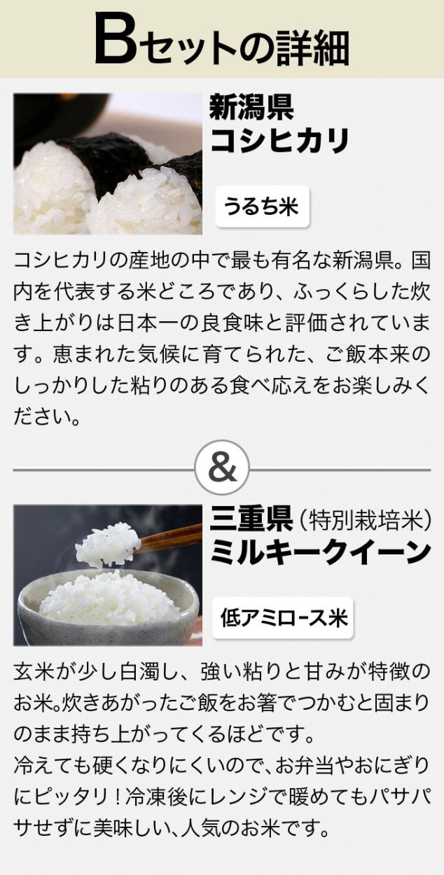 正式的 新米 白米 特別栽培米コシヒカリとミルキークイーン２ｋｇづつ