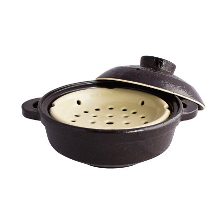 長谷園 公式 IH対応ヘルシー蒸し鍋 黒釉 小 1800ml 土鍋 多機能 IH 直