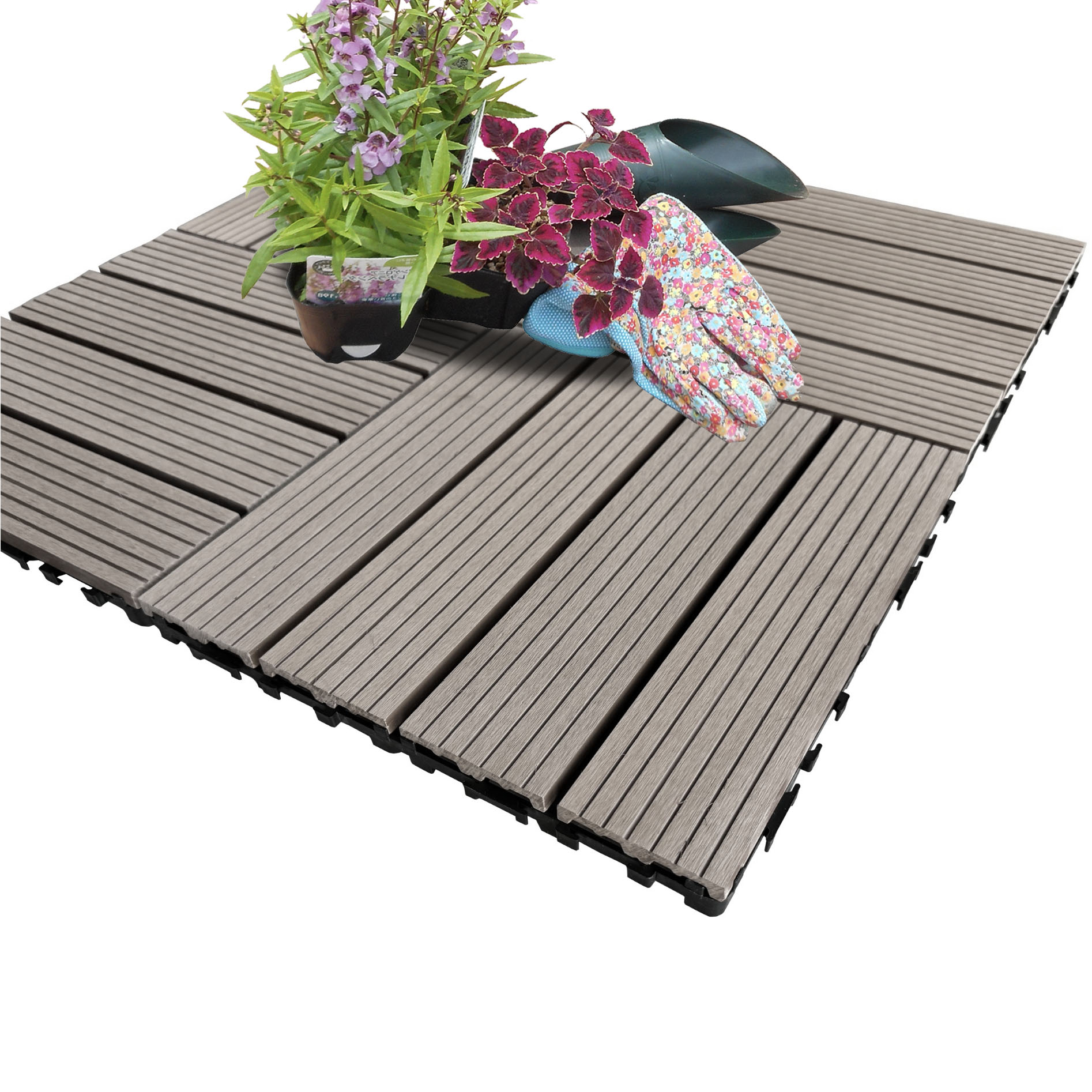 ウッドパネル ウッドタイル 30x30cm 1枚 ダークブラウン 正方形 厚み2.5cm アイウッド人工木 樹脂製 ジョイント式 腐らない 置くだけ 関連画像5