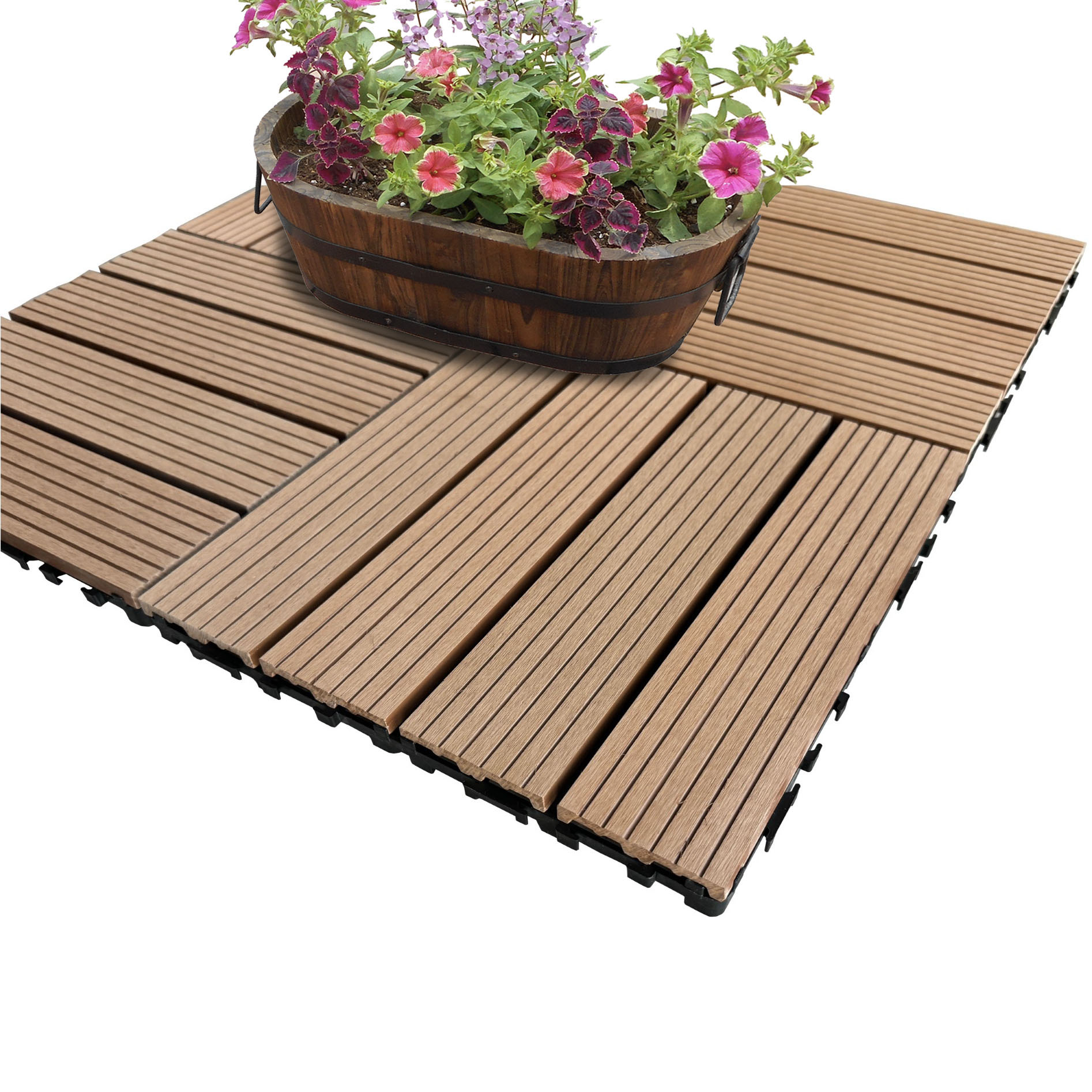ウッドパネル ウッドタイル 30x30cm 14枚 ナチュラル 正方形 厚み2.5cm アイウッド人工木 樹脂製 ジョイント式 置くだけ簡単設置 関連画像5